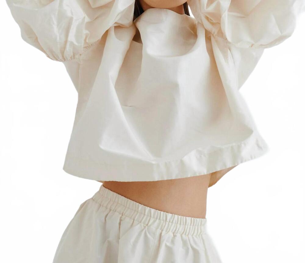 NEW SUZIE KONDI balon silk taffeta top in bone